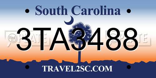 3TA3488 South Carolina License Plate
