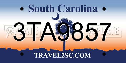 3TA9857 South Carolina License Plate