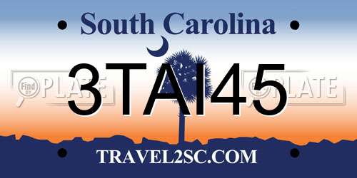 3TAI45 South Carolina License Plate