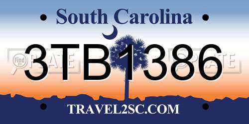 3TB1386 South Carolina License Plate