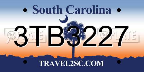 3TB3227 South Carolina License Plate