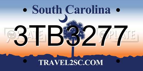 3TB3277 South Carolina License Plate