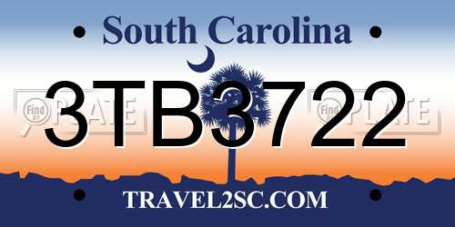 3TB3722 South Carolina License Plate