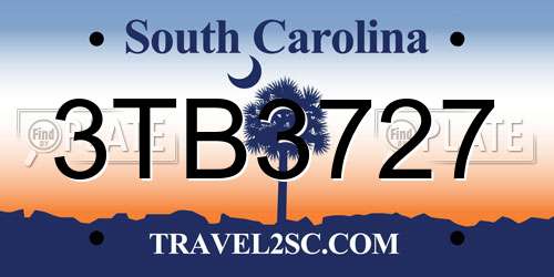 3TB3727 South Carolina License Plate