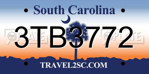 3TB3772 South Carolina License Plate