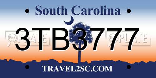 3TB3777 South Carolina License Plate