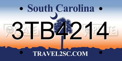 3TB4214 South Carolina License Plate