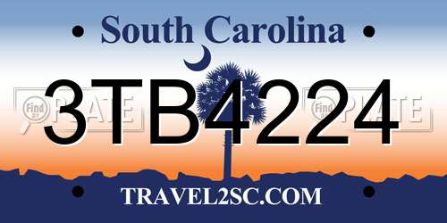 3TB4224 South Carolina License Plate
