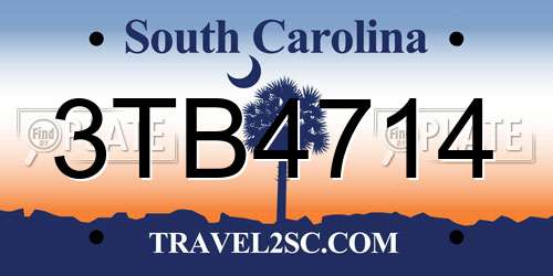 3TB4714 South Carolina License Plate