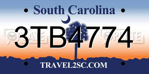 3TB4774 South Carolina License Plate