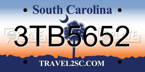 3TB5652 South Carolina License Plate