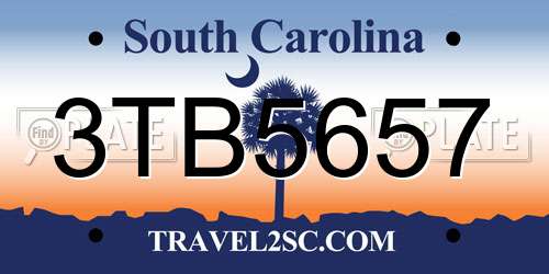3TB5657 South Carolina License Plate