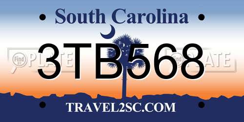 3TB568 South Carolina License Plate