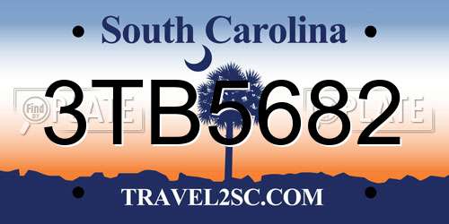 3TB5682 South Carolina License Plate