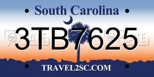 3TB7625 South Carolina License Plate