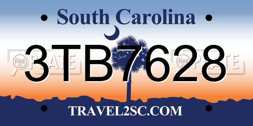 3TB7628 South Carolina License Plate