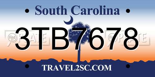 3TB7678 South Carolina License Plate