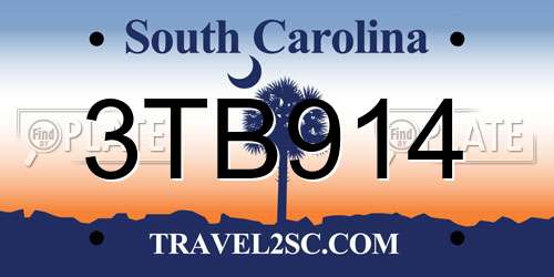 3TB914 South Carolina License Plate