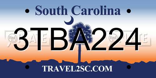 3TBA224 South Carolina License Plate