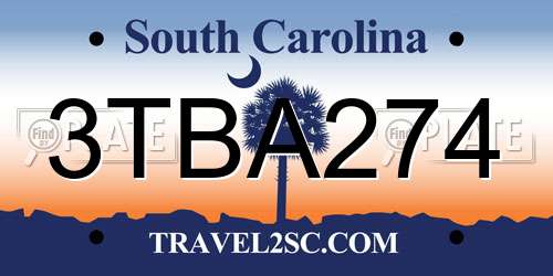 3TBA274 South Carolina License Plate