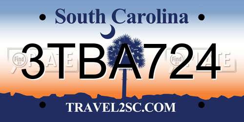 3TBA724 South Carolina License Plate