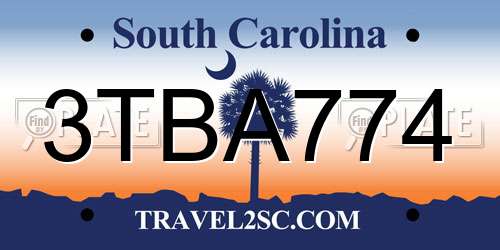 3TBA774 South Carolina License Plate
