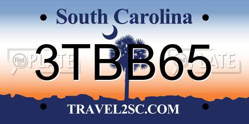 3TBB65 South Carolina License Plate