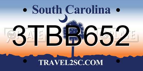 3TBB652 South Carolina License Plate