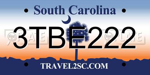 3TBE222 South Carolina License Plate