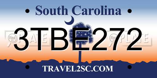 3TBE272 South Carolina License Plate