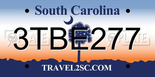 3TBE277 South Carolina License Plate