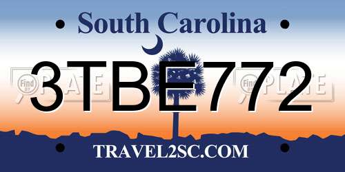 3TBE772 South Carolina License Plate