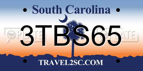 3TBS65 South Carolina License Plate