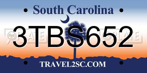 3TBS652 South Carolina License Plate