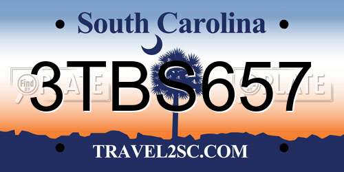 3TBS657 South Carolina License Plate
