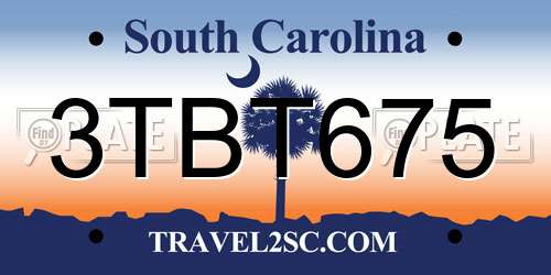 3TBT675 South Carolina License Plate