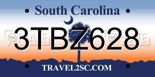 3TBZ628 South Carolina License Plate