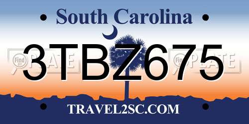 3TBZ675 South Carolina License Plate