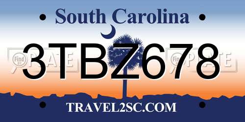 3TBZ678 South Carolina License Plate