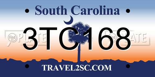 3TC168 South Carolina License Plate