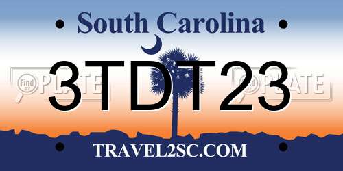 3TDT23 South Carolina License Plate