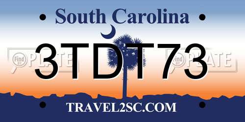 3TDT73 South Carolina License Plate