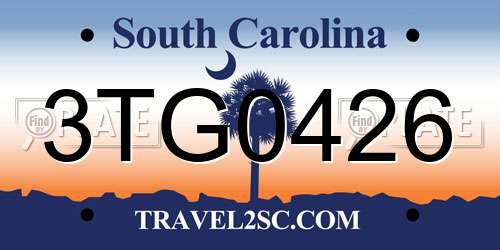 3TG0426 South Carolina License Plate