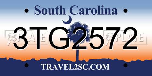 3TG2572 South Carolina License Plate