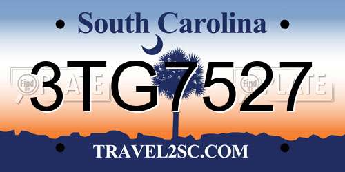 3TG7527 South Carolina License Plate