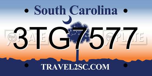 3TG7577 South Carolina License Plate
