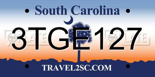 3TGE127 South Carolina License Plate