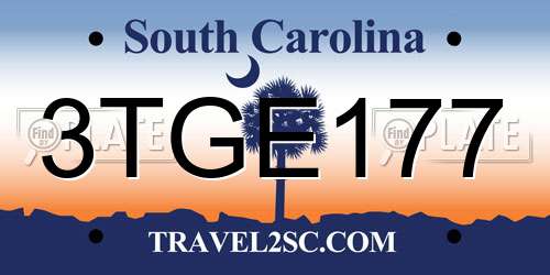3TGE177 South Carolina License Plate