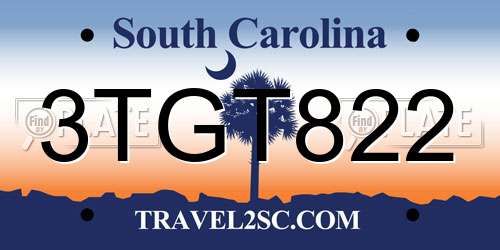 3TGT822 South Carolina License Plate