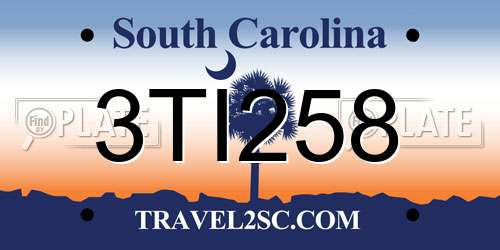 3TI258 South Carolina License Plate